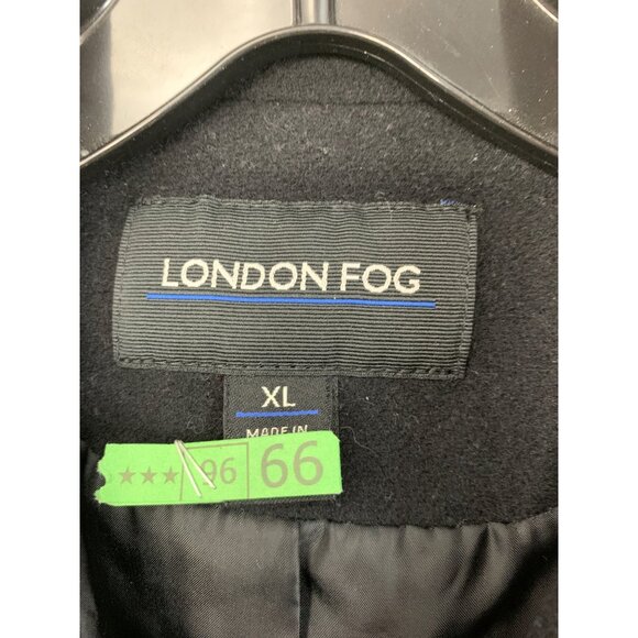 London Fog XL Women Black Wool Peacoat 7994 Button Coat Pockets Raglan A-line - Picture 3 of 12
